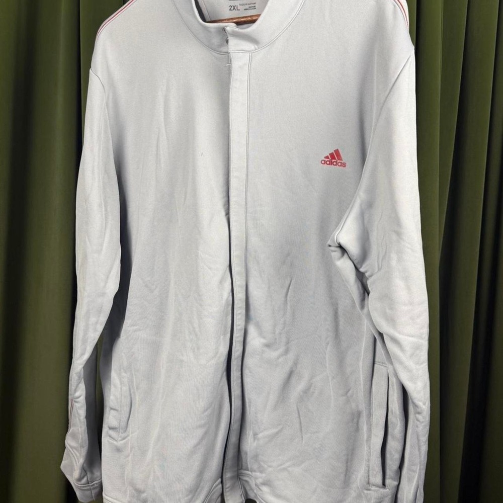 Adidas Golf Mens 2XL White Full Zip Track Jacket Lightweight Sporty Streetwear